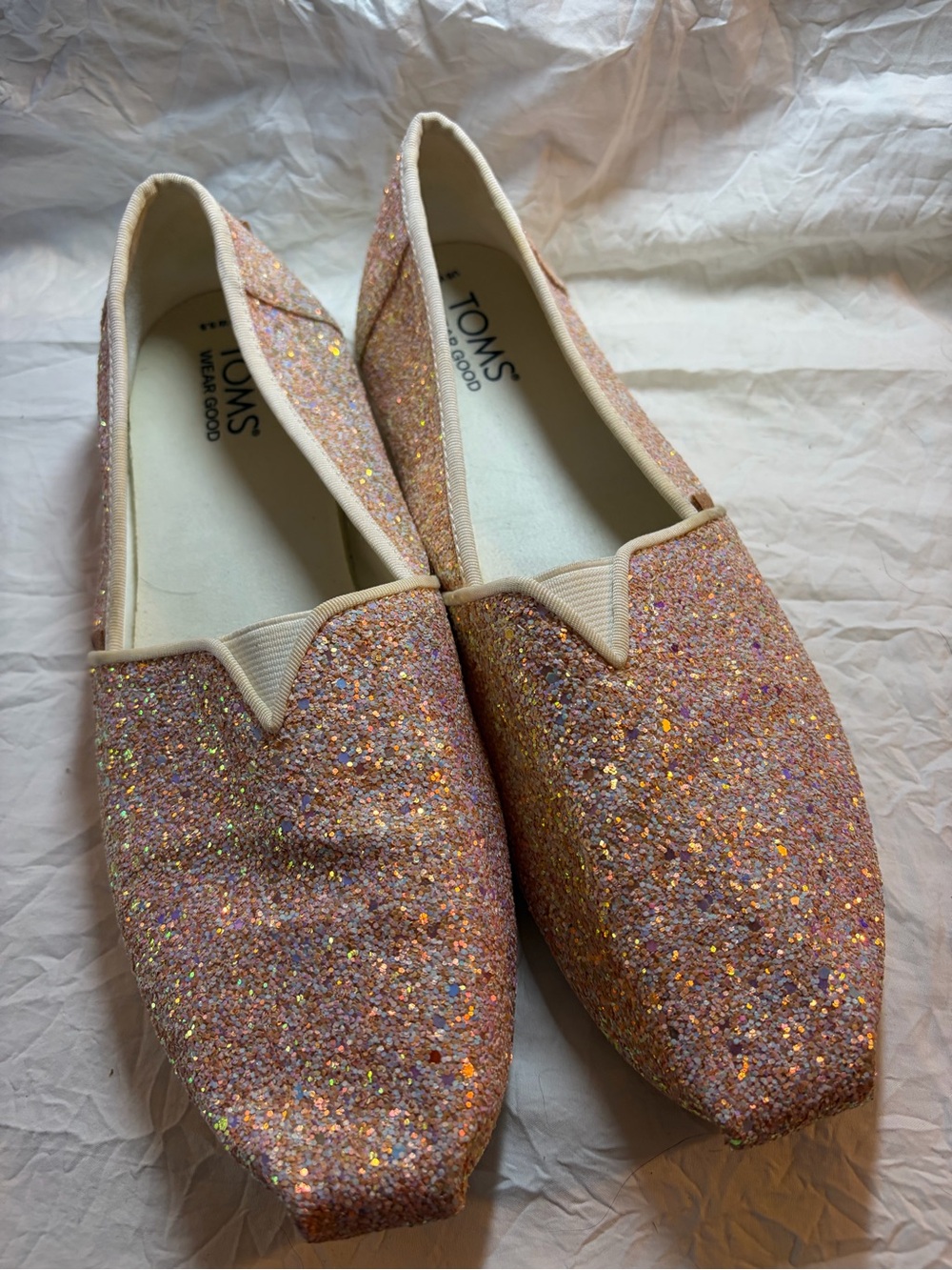 Toms Pink Multi-Glitter Alpargata Slip-Ons